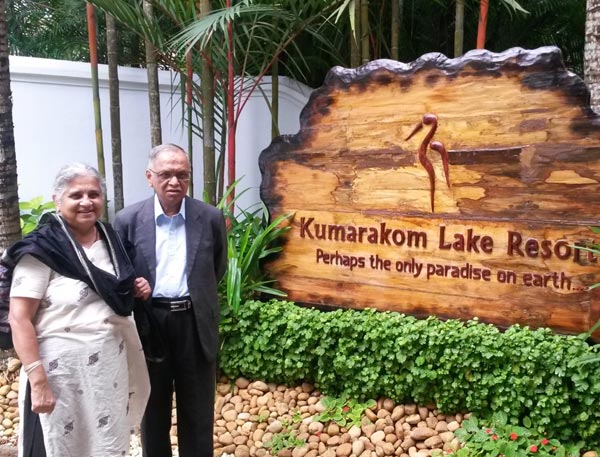 Mr Narayana Murthy, founder of Infosys holidays at Kumarakom Lake Resort